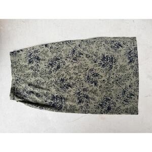 Women's Midi Skirt with Leaf Print and Side Slit 30" Waist